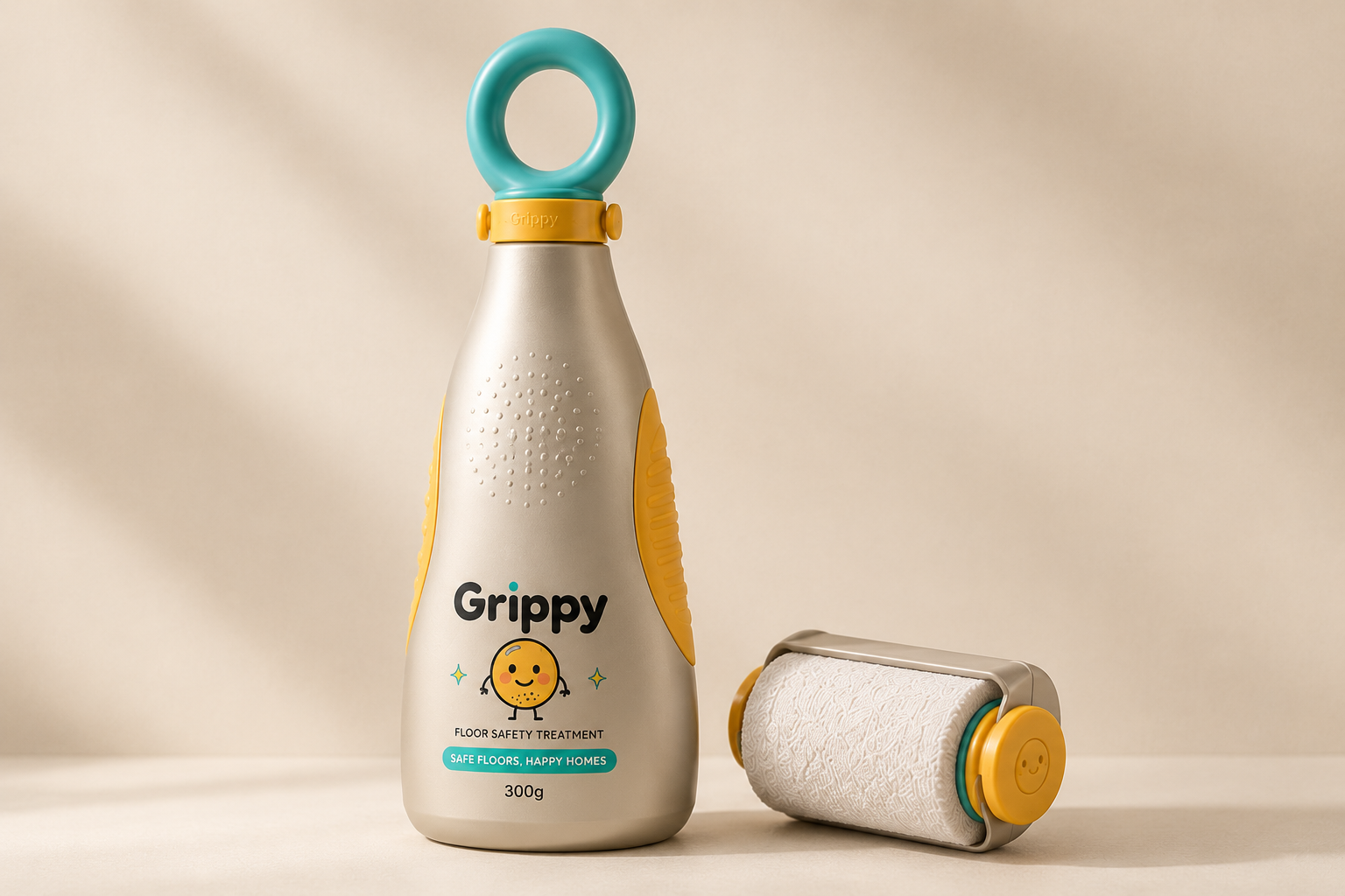 Grippy bottle with the roller applicator